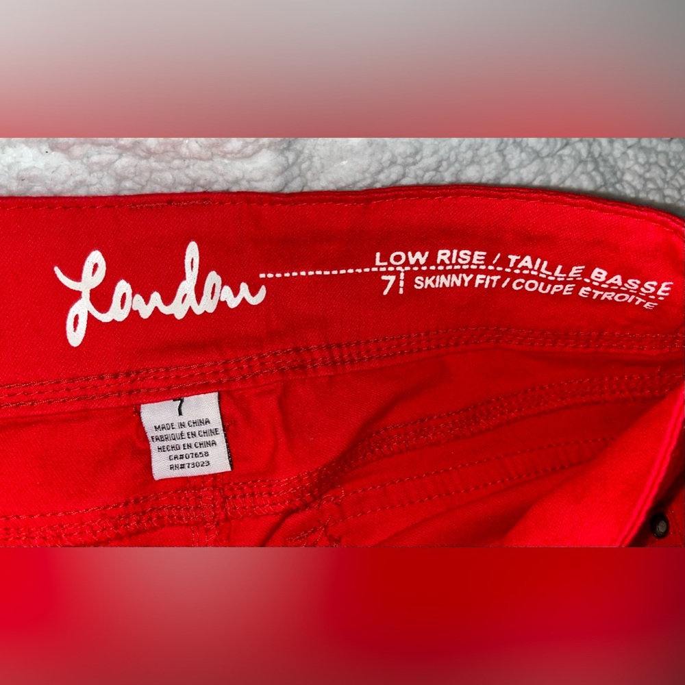 Red Distressed Skinny Jeans - Picture 3 of 3